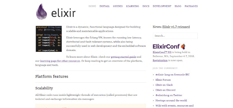web development technologies programming languages Elixir - الیکسیر